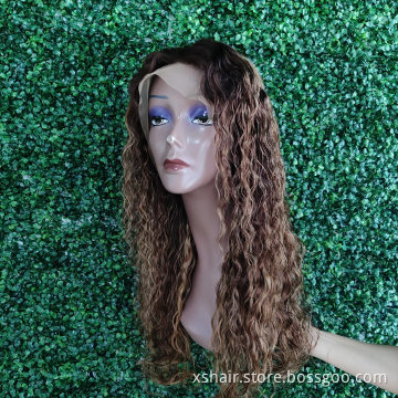 Good Quality Ombre Color 1b/27 Honey Blonde Curly Virgin Brazilian Hair 1b/99j Lace Front Human Hair Wig